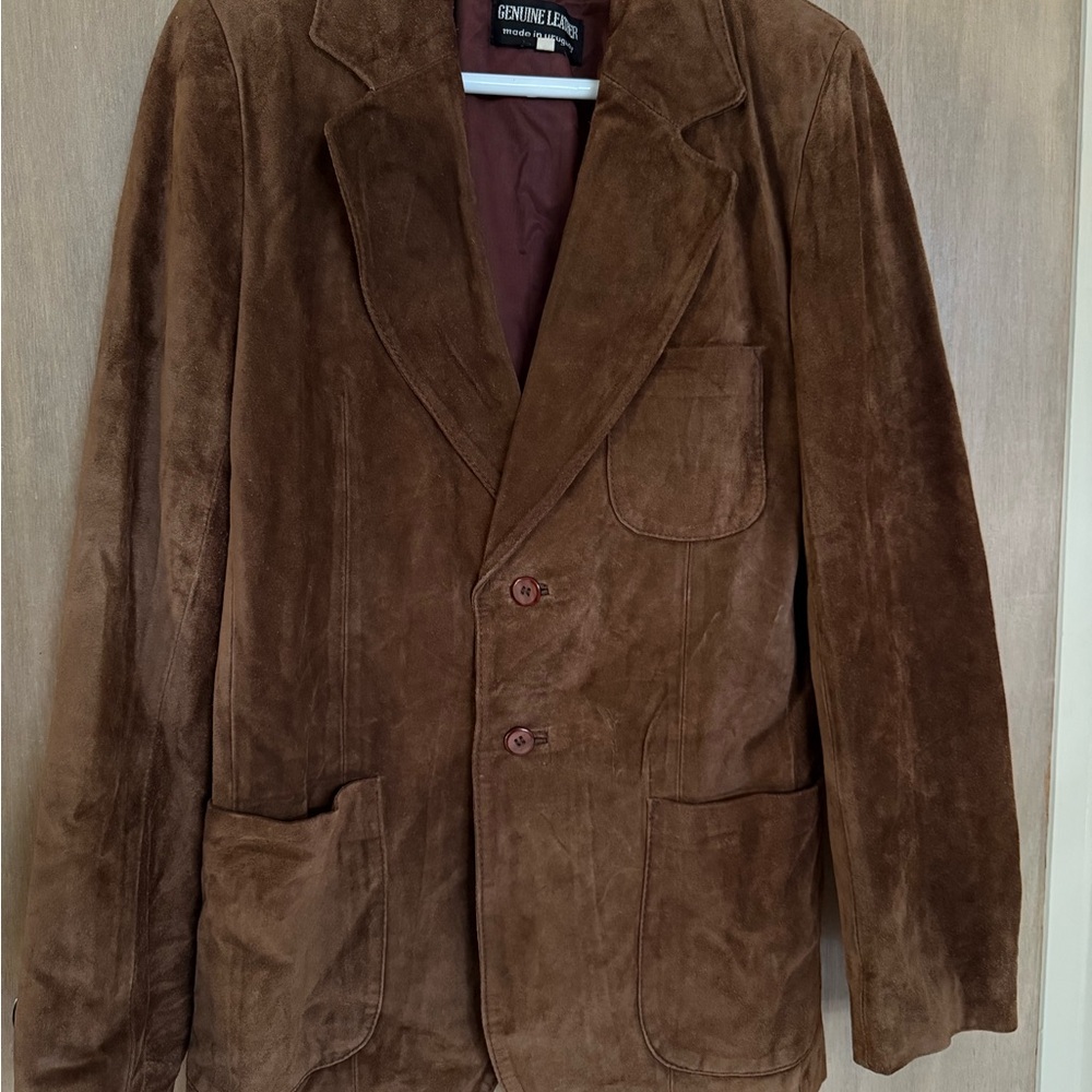 Men's Brown Genuine Calfskin Leather Blazer